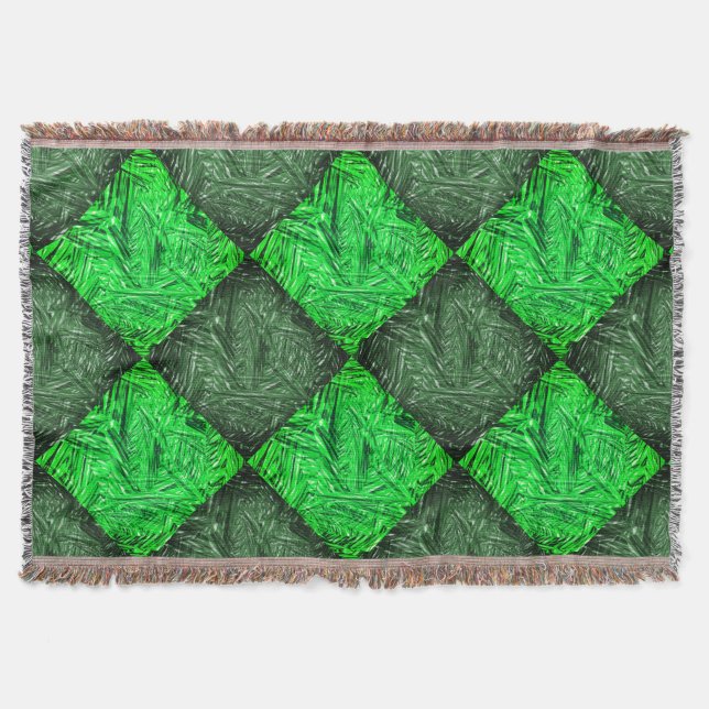 Xadrez verde falsa grama ou folhas de coqueiro. throw blanket (Front)