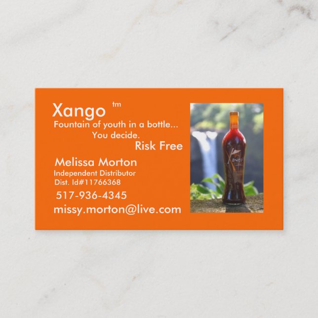 Xango health business card (Front)