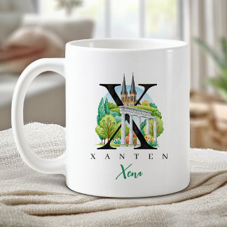 Xanten Germany Monogram Letter X Personalised Gift Coffee Mug
