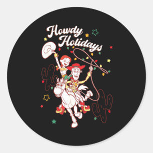 Xar Christmas Howdy Holidays Friends  Classic Round Sticker