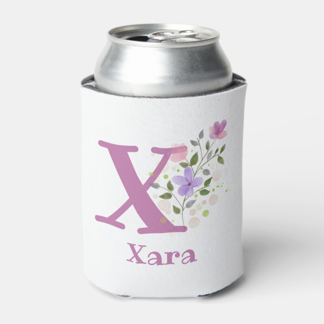 Xara Name with a Floral Design Can Cooler (Can Front)