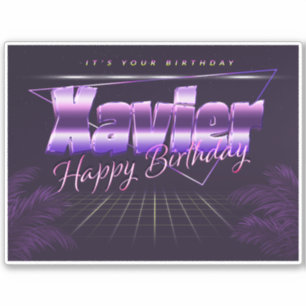 Xavier name first name lila retro sticker birthday