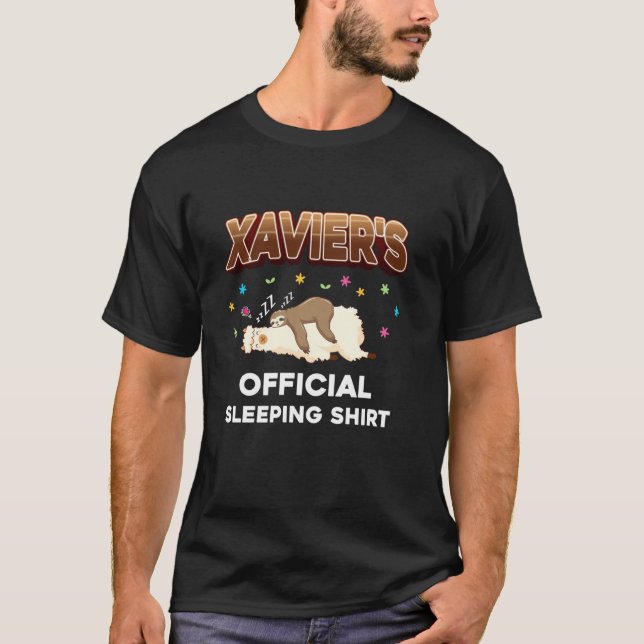 Xavier Name Sleeping  Sleep Personalised Pajama T-Shirt (Front)