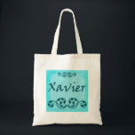 Xavier Ornamental Bag<br><div class="desc">Personalised with the name Xavier on a blue background with scroll work.</div>