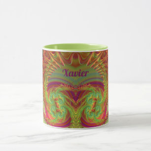 XAVIER~ Zany 3D ~ Bright Orange, Yellow and Purple Mug