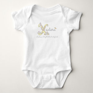Xaviera name meaning X monogram baby girls romper Bodysuit