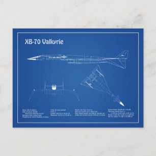 XB-70 Valkyrie - Aeroplane Blueprint Plans AD Postcard