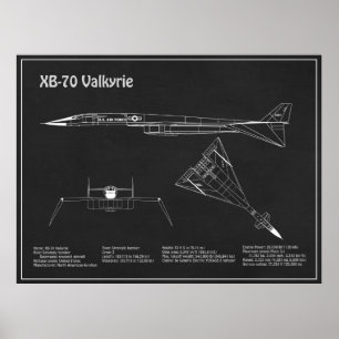 XB-70 Valkyrie - Aeroplane Blueprint Plans PD Poster