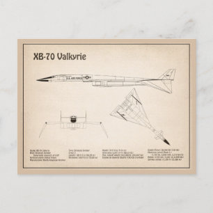 XB-70 Valkyrie - Aeroplane Blueprint Plans SD Postcard