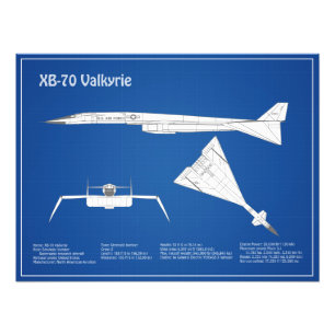 XB-70 Valkyrie - Airplane Blueprint Plans ABD Photo Print