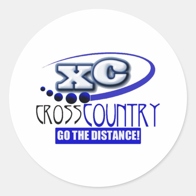 XC CROSS COUNTRY GO THE DISTANCE! CLASSIC ROUND STICKER (Front)