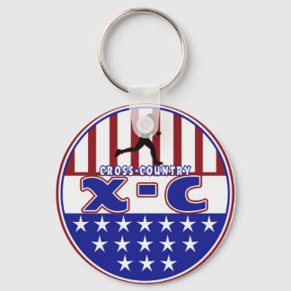 XC CROSS COUNTRY PATRIOTIC USA COLORS KEY RING
