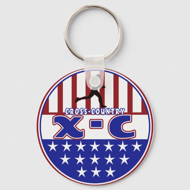 XC CROSS COUNTRY PATRIOTIC USA COLORS KEY RING (Front)