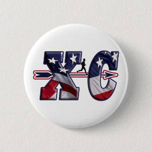 XC CROSS COUNTRY USA FLAG WRAPPED 6 CM ROUND BADGE