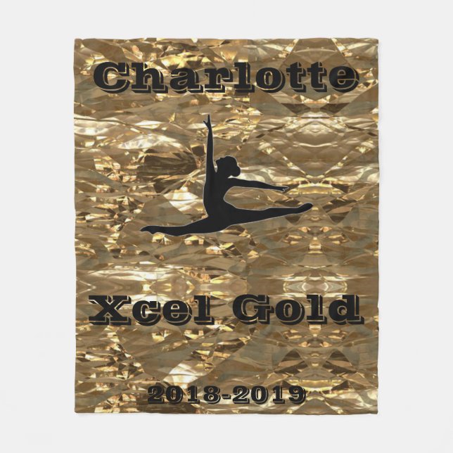 Xcel Gold Gymnastics Personalised Fleece Blanket (Front)