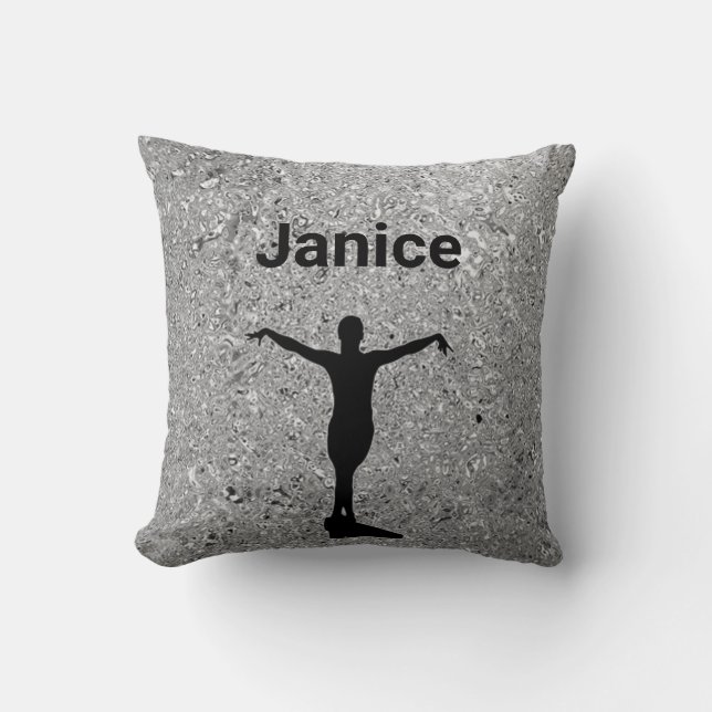 Xcel Silver Girls Gymnastics Throw Pillow (Front)