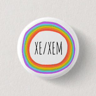 XE/XEM Pronouns Colourful Rainbow Circle 3 Cm Round Badge