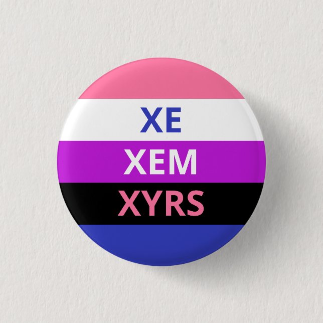 Xe/Xem Pronouns Genderfluid Flag Badge (Front)