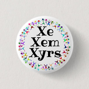 Xe Xem Xyrs Pronouns in Human Figures Circle 3 Cm Round Badge