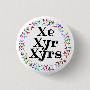 Xe Xyr Xyrs Pronouns in Human Figures Circle 3 Cm Round Badge