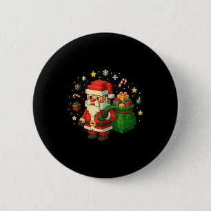 Xel Santa Claus With Retro Gamer Christmas 6 Cm Round Badge