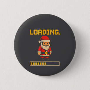 Xel Santa Loading Retro Christmas Gamer Shirt 6 Cm Round Badge