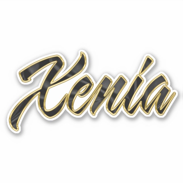 Xenia black gold lettering decal sticker (Front)