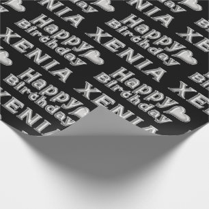 Xenia Happy Birthday silver black gift paper