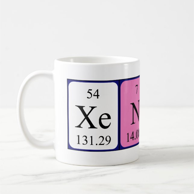 Xenos periodic table name mug (Left)