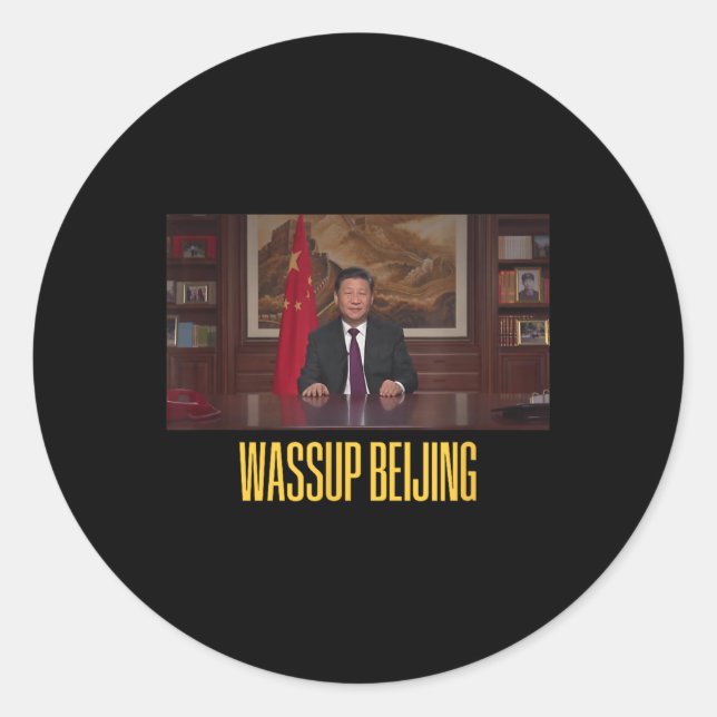 Xi Jinping Wup Beijing Funny Meme Face Giga Xi Chi Classic Round Sticker (Front)