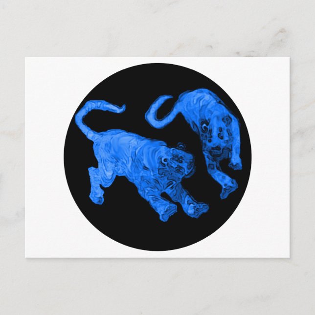 Xian China 2002 Blue Ghost Tigers Black Circle Tra Postcard (Front)