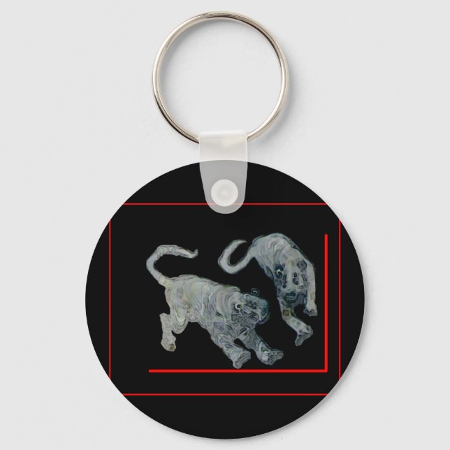 Xian China 2002 Ghost Tigers Red Boarder The MUSEU Key Ring (Front)