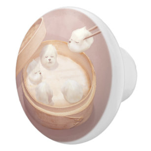 Xiao Long Bao Cute Illustration Ceramic Knob