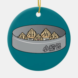 Xiaolongbao Chinese Soup Dumpling Dim Sum Bun Ceramic Tree Decoration