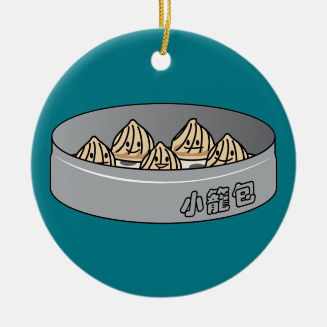 Xiaolongbao Chinese Soup Dumpling Dim Sum Bun Ceramic Tree Decoration (Front)