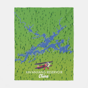 Xin'anjiang Reservoir China map Fleece Blanket