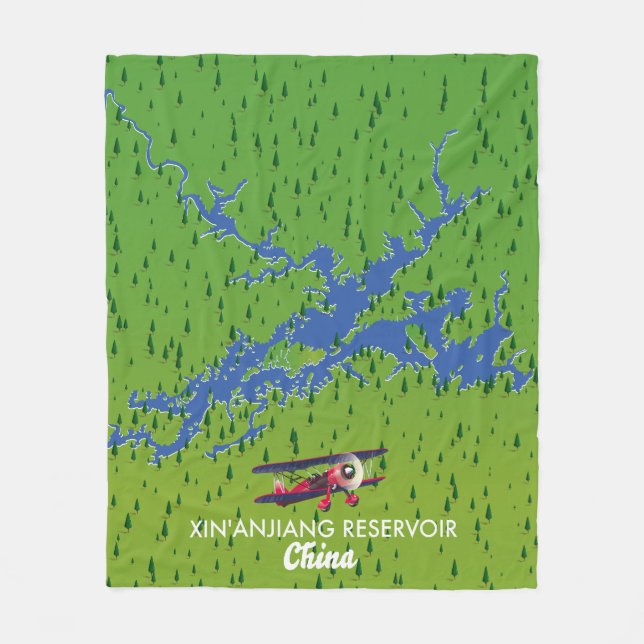 Xin'anjiang Reservoir China map Fleece Blanket (Front)