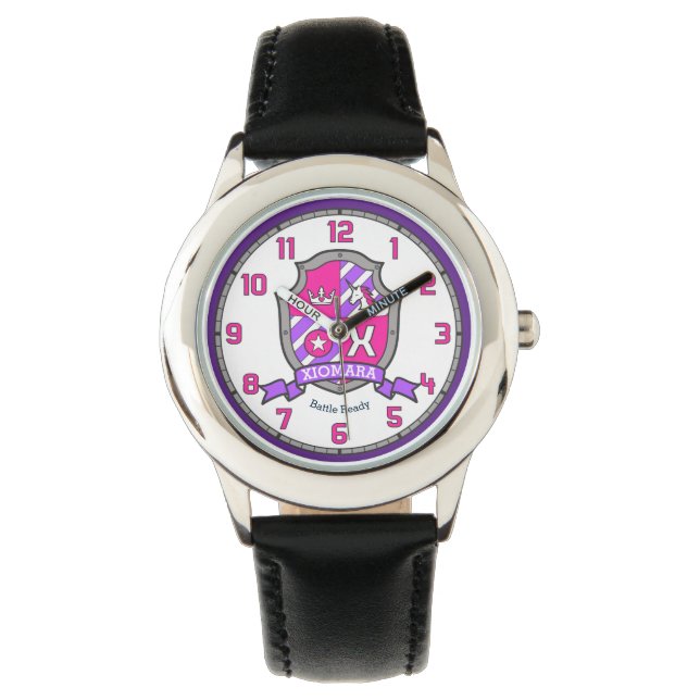 Xiomara girls name meaning letter X unicorn pink Watch (Front)