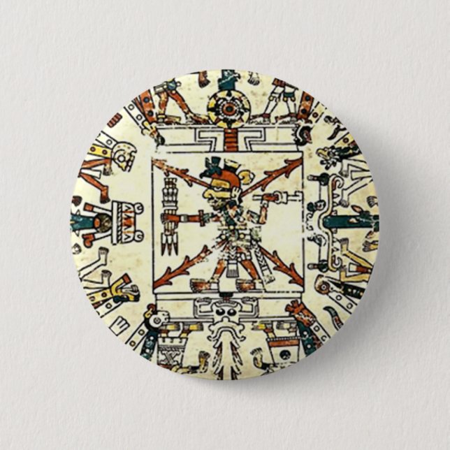 Xiuhtecuhtli Aztec Death God 6 Cm Round Badge (Front)