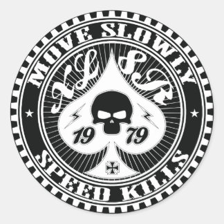 xl8r move slowly 2 classic round sticker