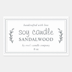 XL Homemade Soy Candle Foliage Black White Custom Rectangular Sticker