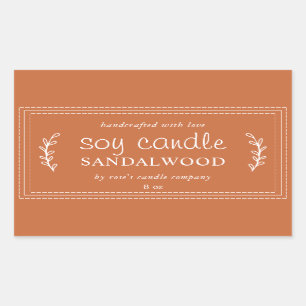 XL Homemade Soy Candle Foliage Burnt Orange Custom Rectangular Sticker