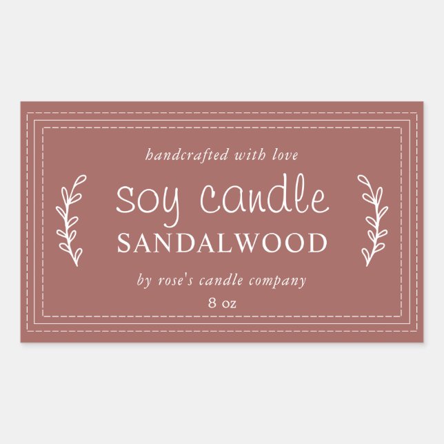 XL Homemade Soy Candle Foliage Purple Custom Rectangular Sticker (Front)
