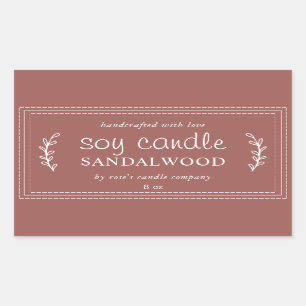 XL Homemade Soy Candle Foliage Purple Custom Rectangular Sticker