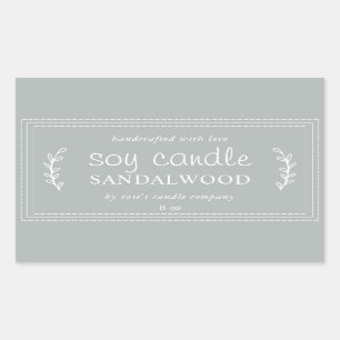 XL Homemade Soy Candle Foliage Storm Grey Custom Rectangular Sticker