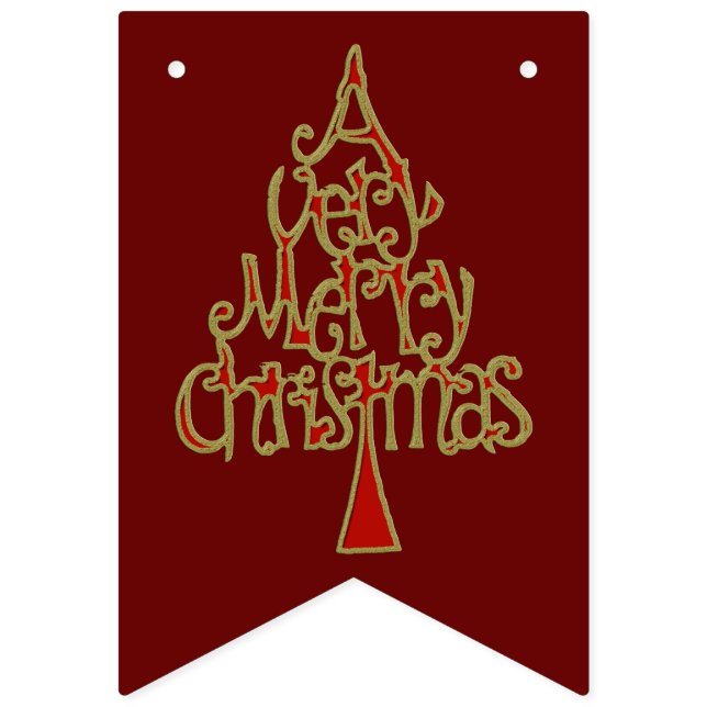 Xmas - A Very Merry Christmas Tree Bunting (First Flag)