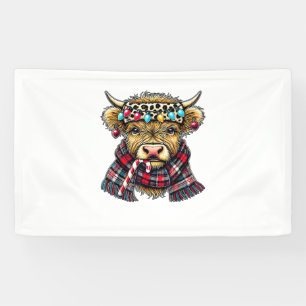 xmas amazing highland cow christmas light _1 banner