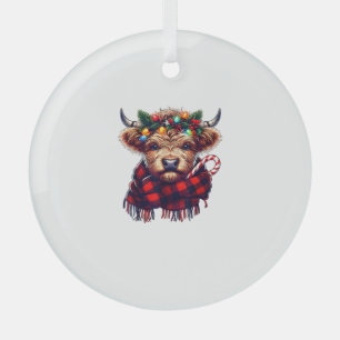 xmas amazing highland cow christmas light  glass tree decoration