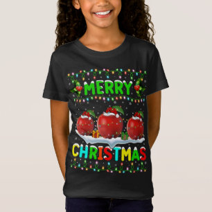 Xmas Apple Fruit Lighting Santa Hat Merry Christma T-Shirt