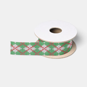 XMAS ARGYLE KNIT 1.5" Wide Satin Ribbon